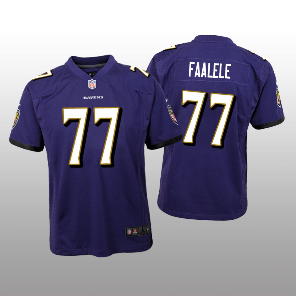Baltimore Ravens Daniel Faalele Purple Jersey Game Youth
