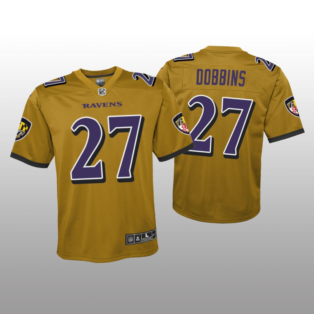 Baltimore Ravens J.K. Dobbins Gold Jersey Inverted Game Youth