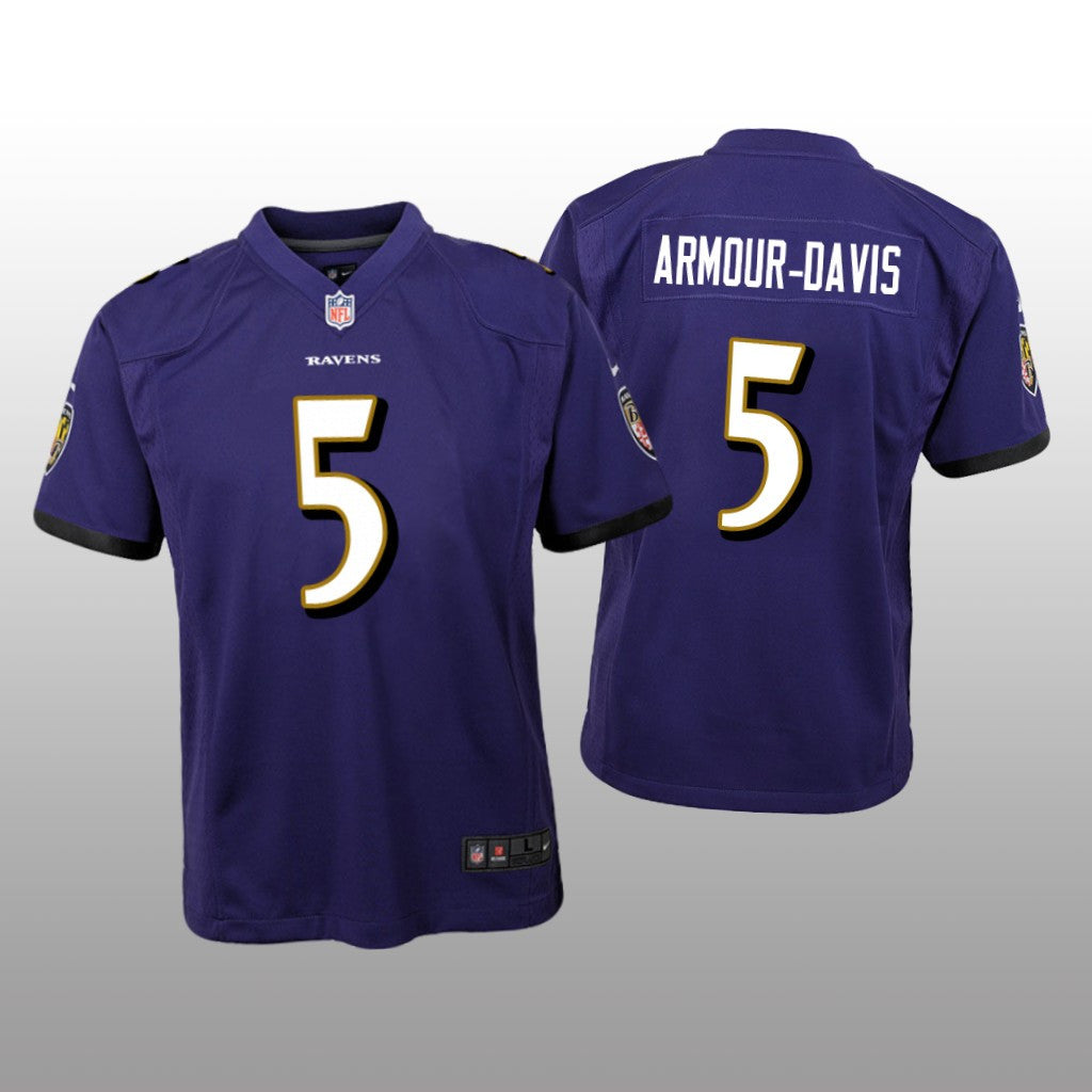 Baltimore Ravens Jalyn Armour-Davis Purple Jersey Game Youth