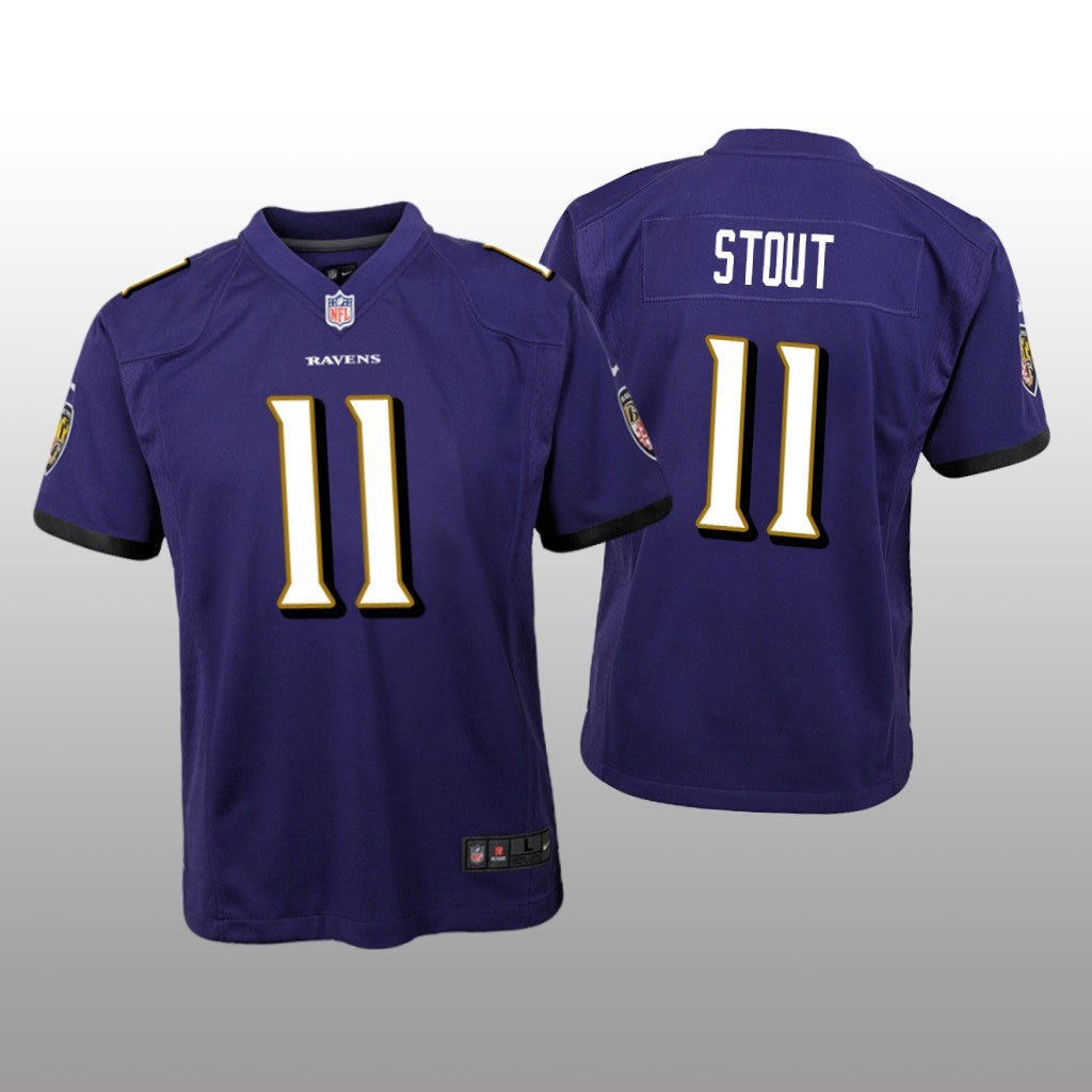 Baltimore Ravens Jordan Stout Purple Jersey Game Youth