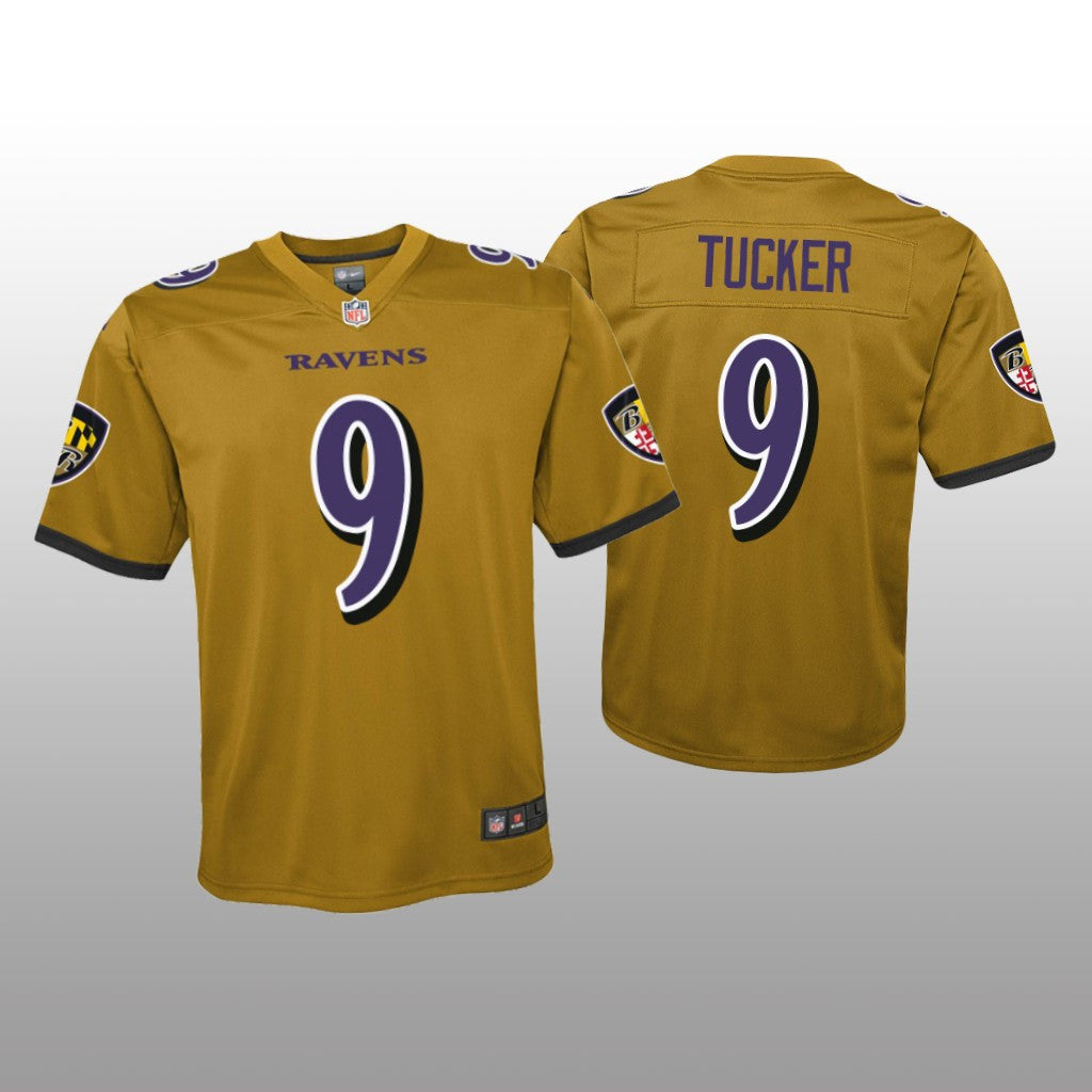 Baltimore Ravens Justin Tucker Gold Jersey Inverted Game Youth