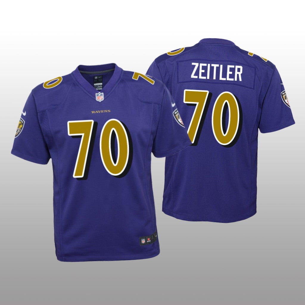 Baltimore Ravens Kevin Zeitler Purple Jersey Color Rush Game Youth