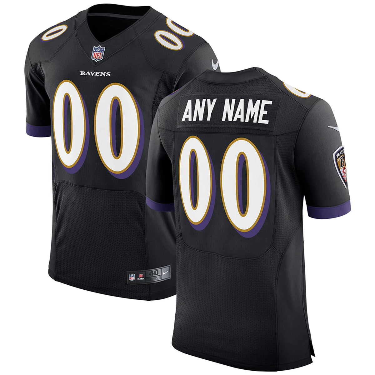 Baltimore Ravens Nike Speed Machine Elite Custom Jersey Black