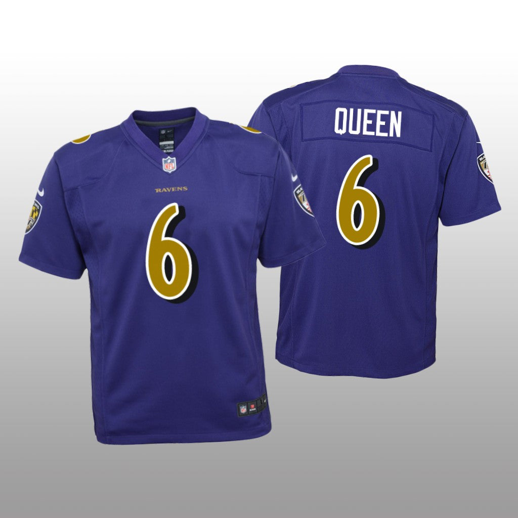 Baltimore Ravens Patrick Queen Purple Jersey Color Rush Game Youth