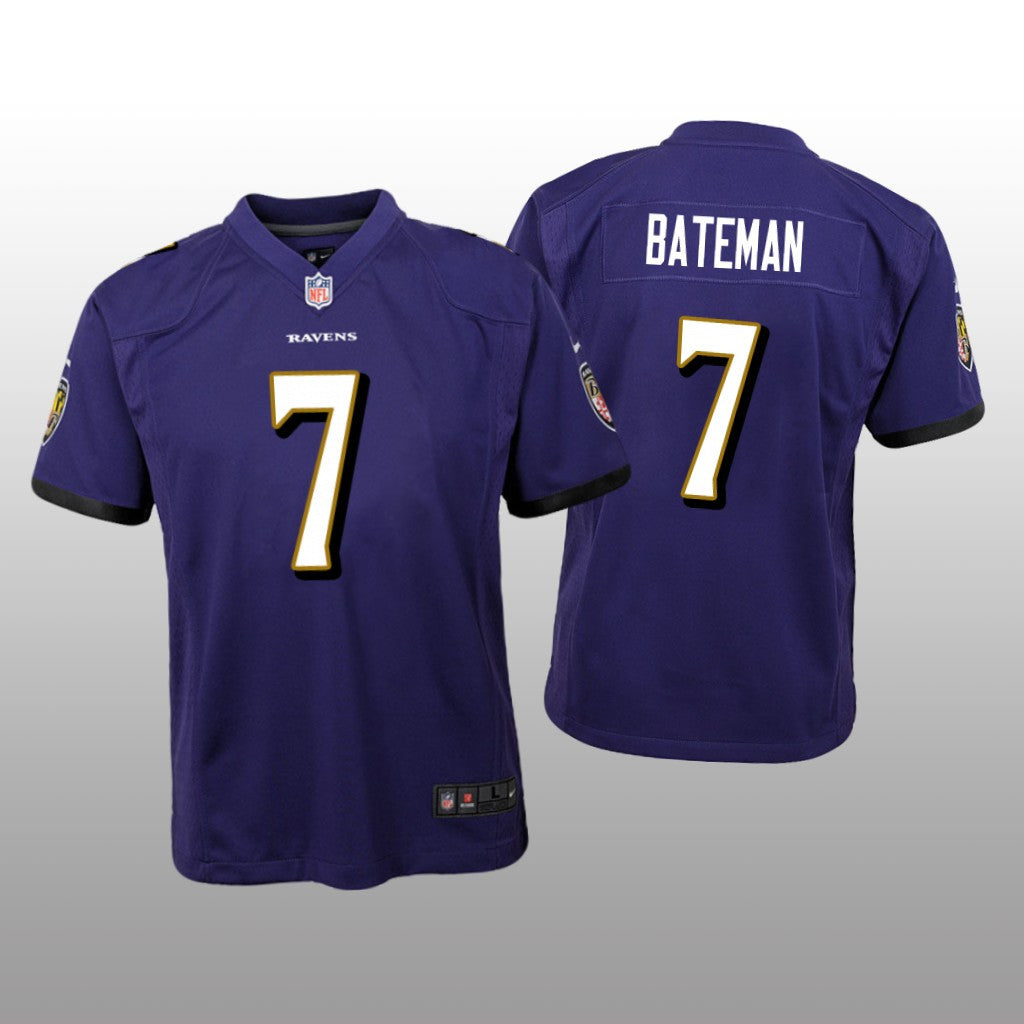 Baltimore Ravens Rashod Bateman Purple Jersey Game Youth