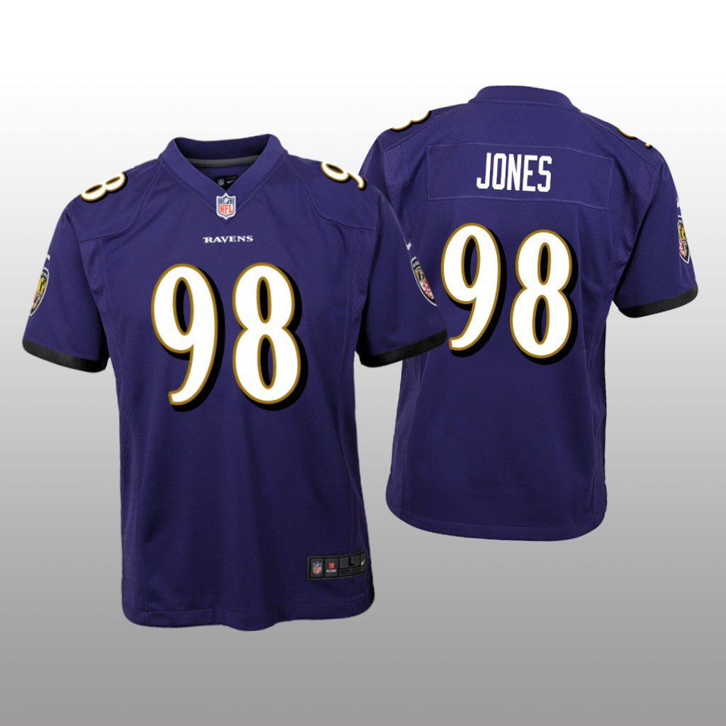 Baltimore Ravens Travis Jones Purple Jersey Game Youth