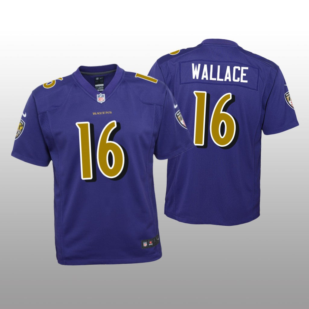 Baltimore Ravens Tylan Wallace Purple Jersey Color Rush Game Youth