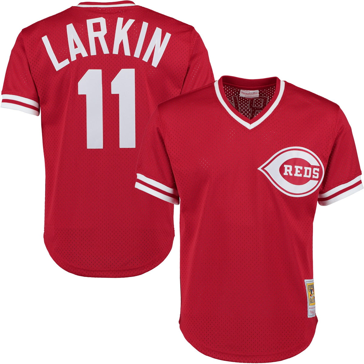 Barry Larkin Cincinnati Reds Mitchell Ness Cooperstown Collection Mesh Batting Practice Button-Up Jersey Red