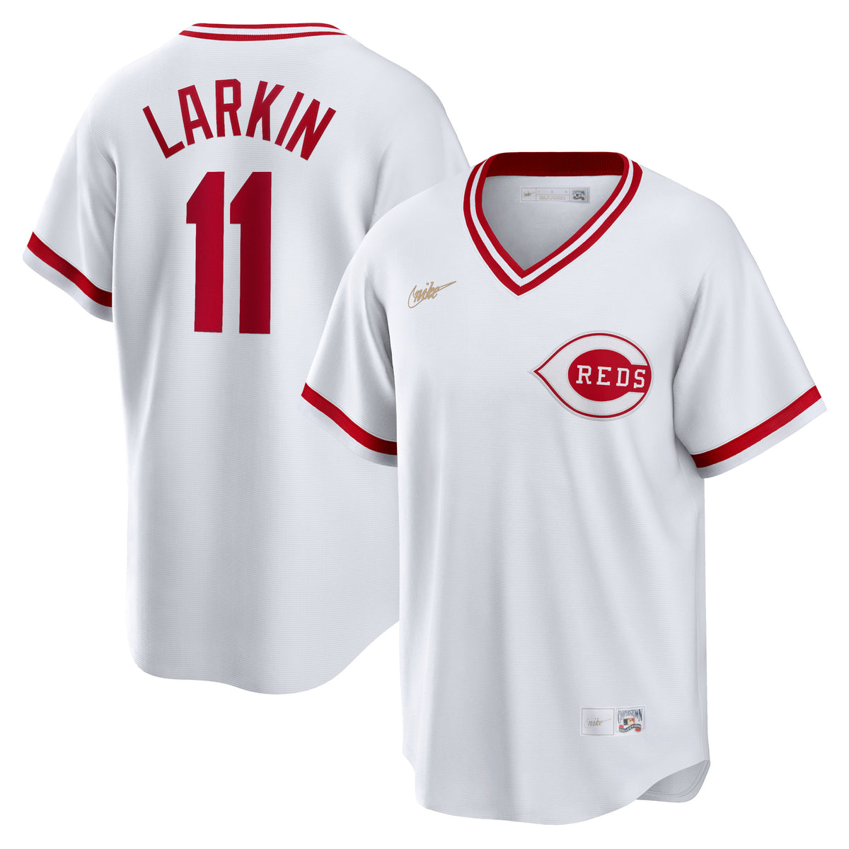 Barry Larkin Cincinnati Reds Nike Home Cooperstown Collection Player Jersey White