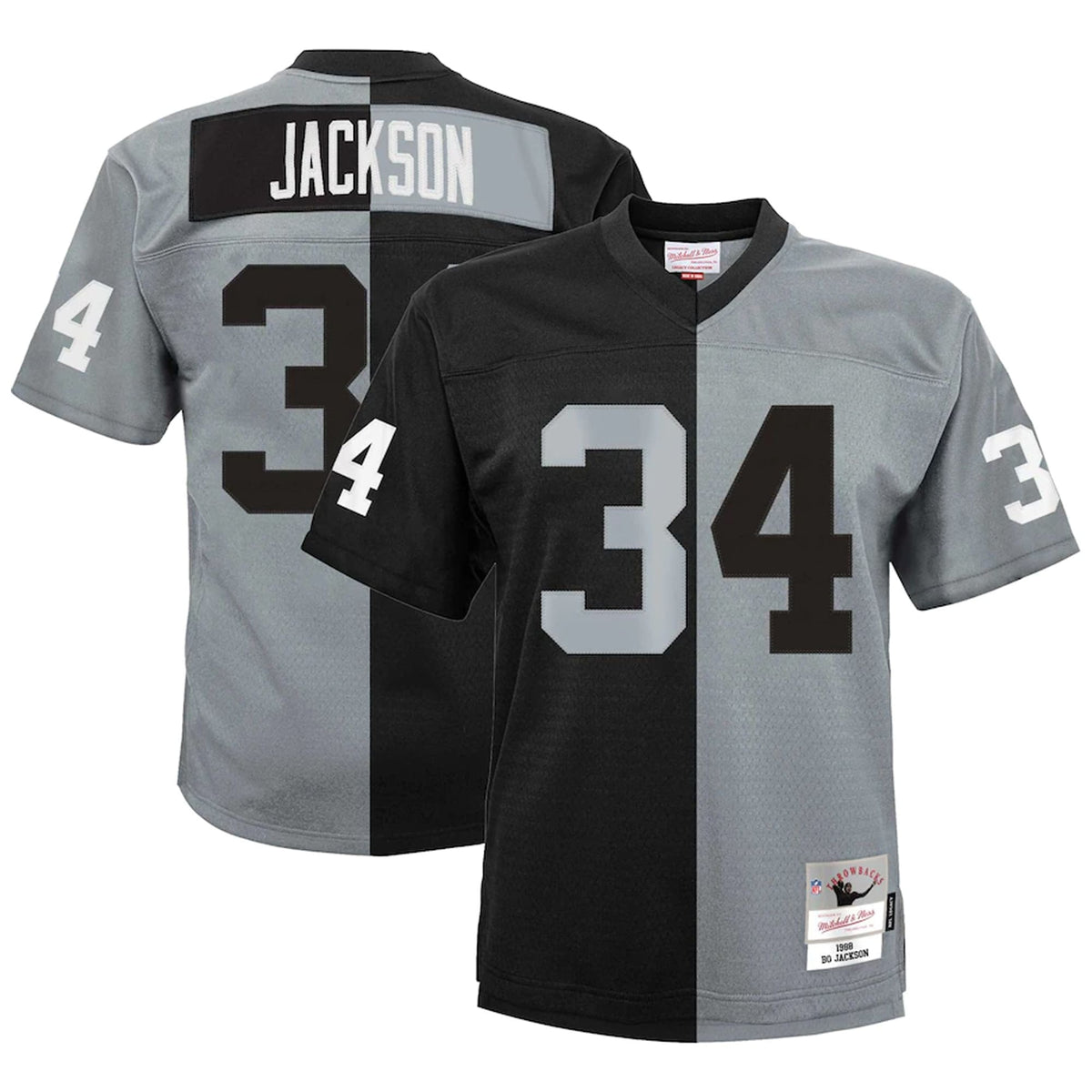 Bo Jackson Las Vegas Raiders Mitchell Ness Youth Split Legacy Jersey Black-Silver