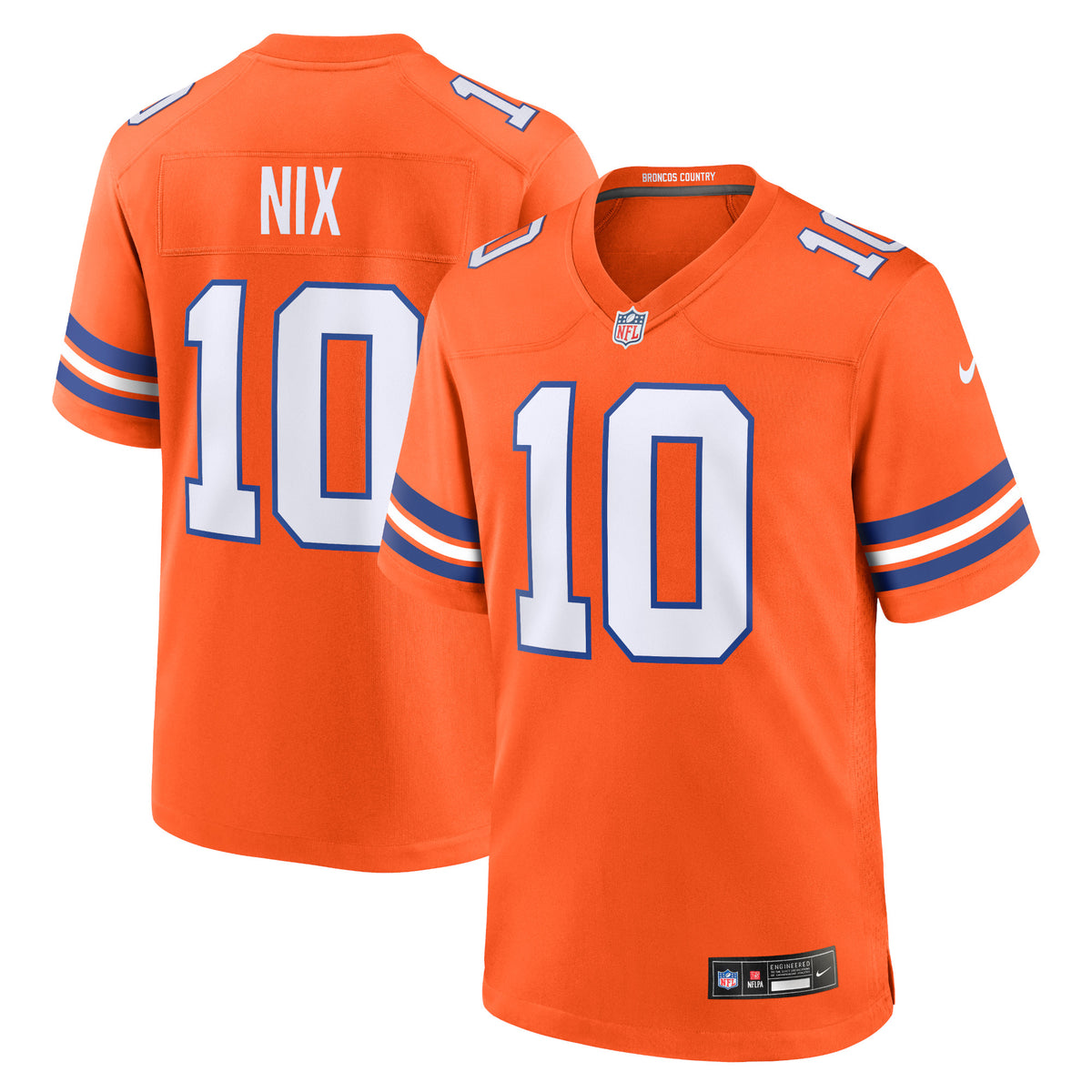 Bo Nix Denver Broncos Nike Mile High Collection 1977 Throwback Player Game Jersey Orange