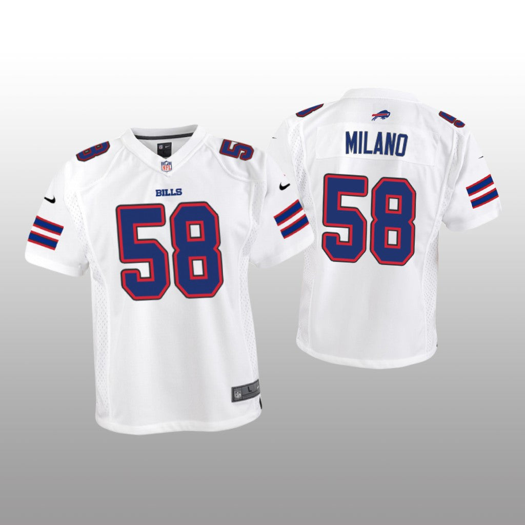 Buffalo Bills Matt Milano White Jersey Game Youth