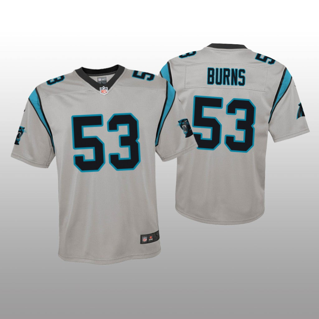 Carolina Panthers Brian Burns Silver Jersey Inverted Game Youth