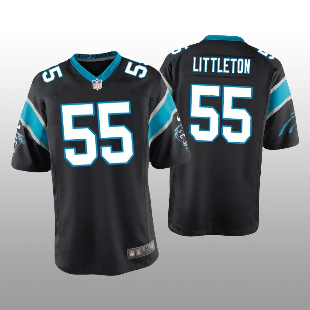 Carolina Panthers Cory Littleton Black Jersey Game Youth