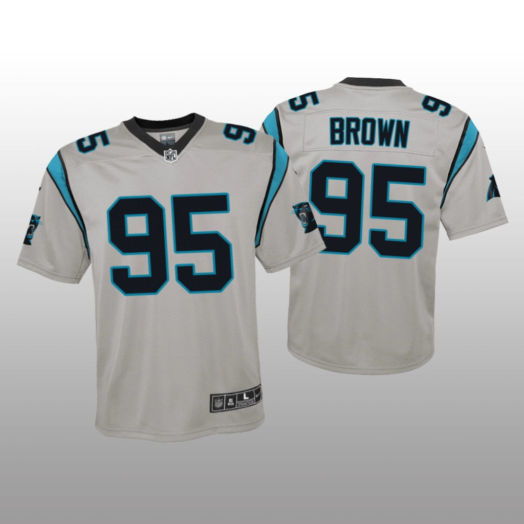 Carolina Panthers Derrick Brown Silver Jersey Inverted Game Youth