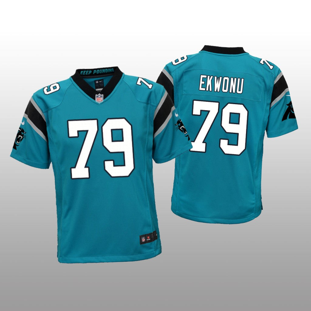 Carolina Panthers Ikem Ekwonu Blue Jersey Game Youth