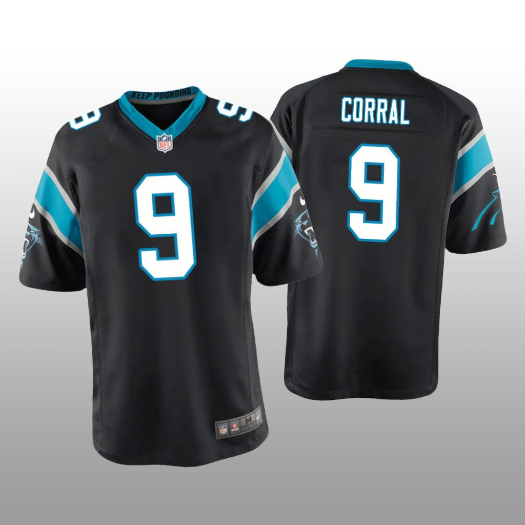 Carolina Panthers Matt Corral Black Jersey Game Youth