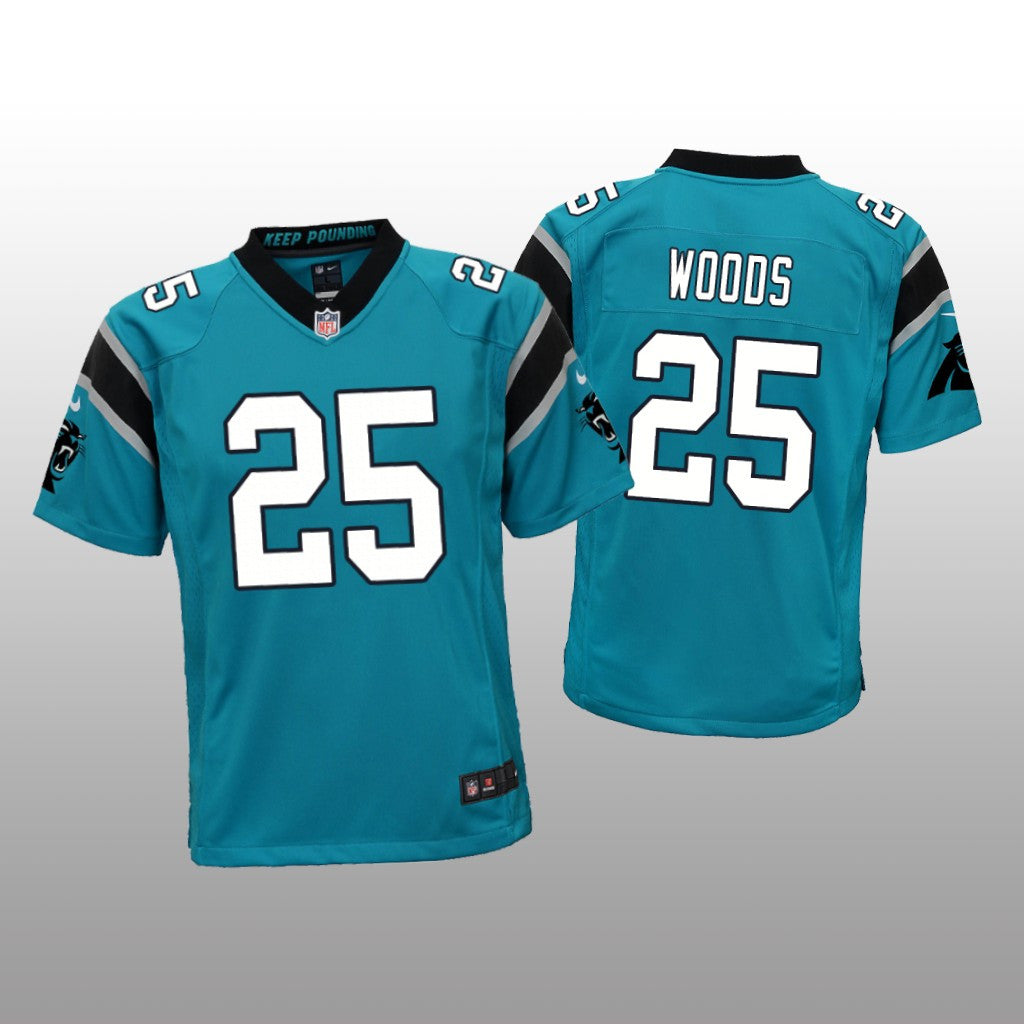 Carolina Panthers Xavier Woods Blue Jersey Game Youth
