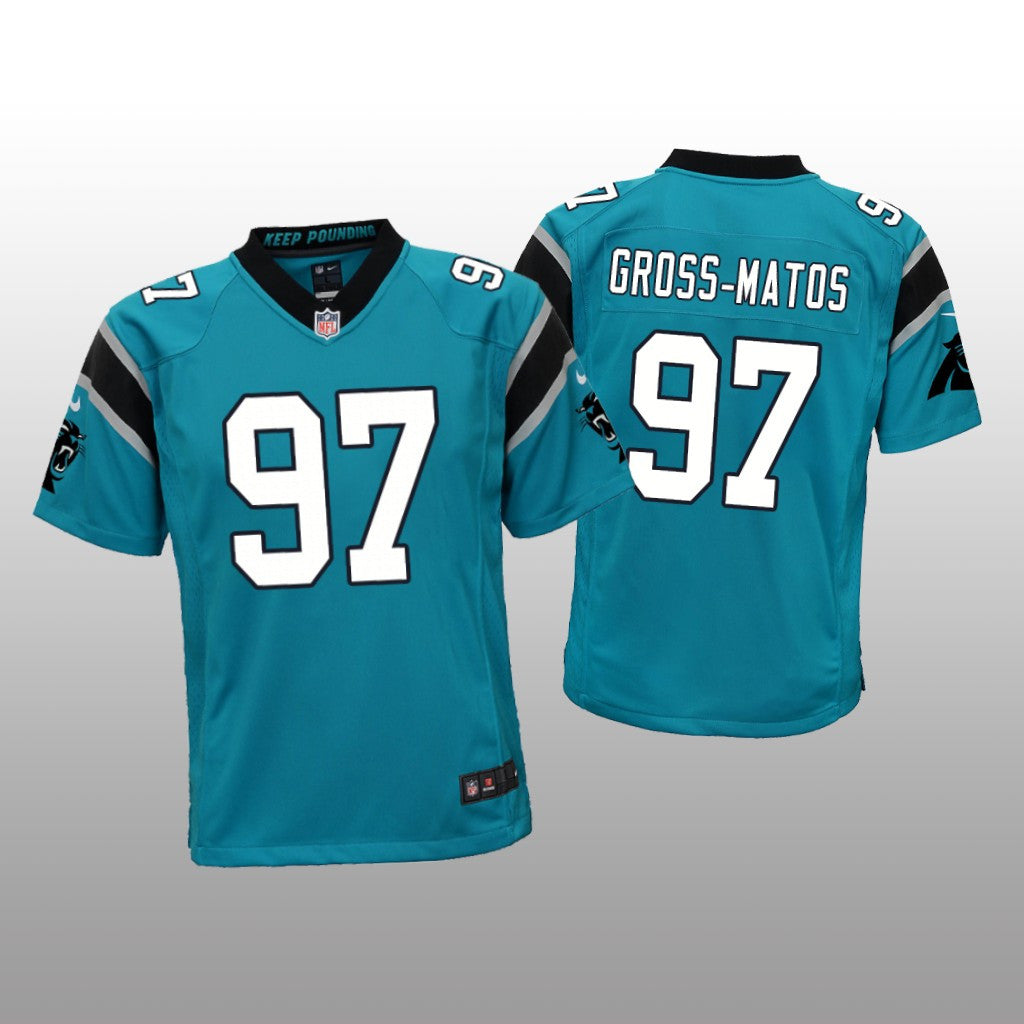 Carolina Panthers Yetur Gross-Matos Blue Jersey Game Youth