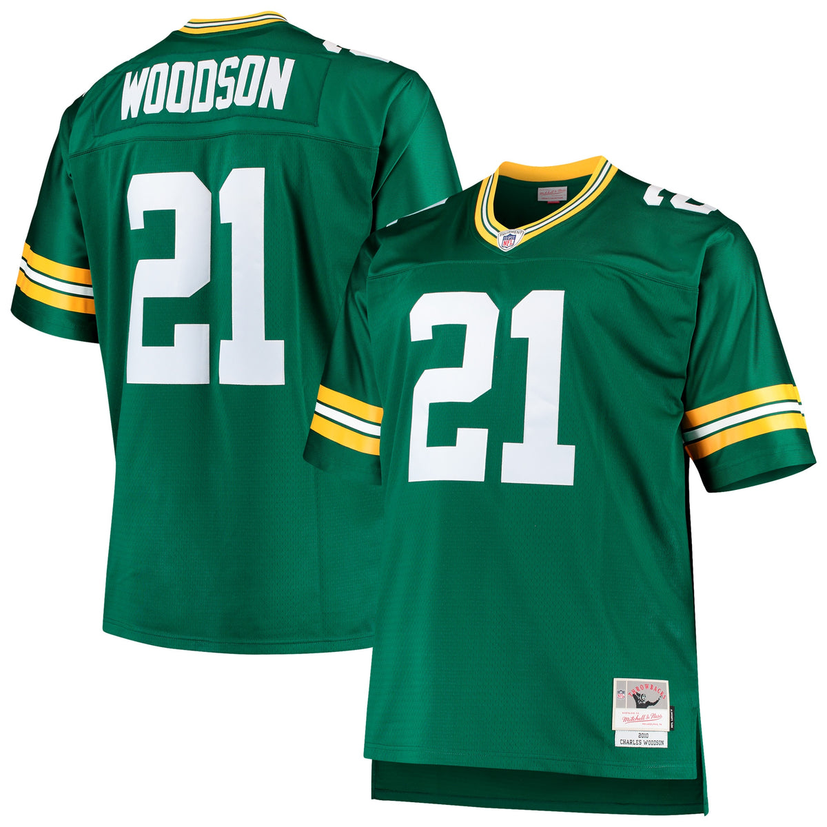Charles Woodson Green Bay Packers Mitchell Ness Big Tall 2010 Retired Player Replica Jersey Green