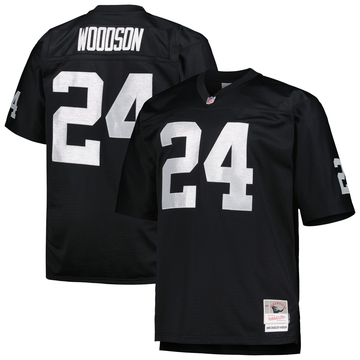 Charles Woodson Las Vegas Raiders Mitchell Ness Big Tall 1998 Retired Player Replica Jersey Black