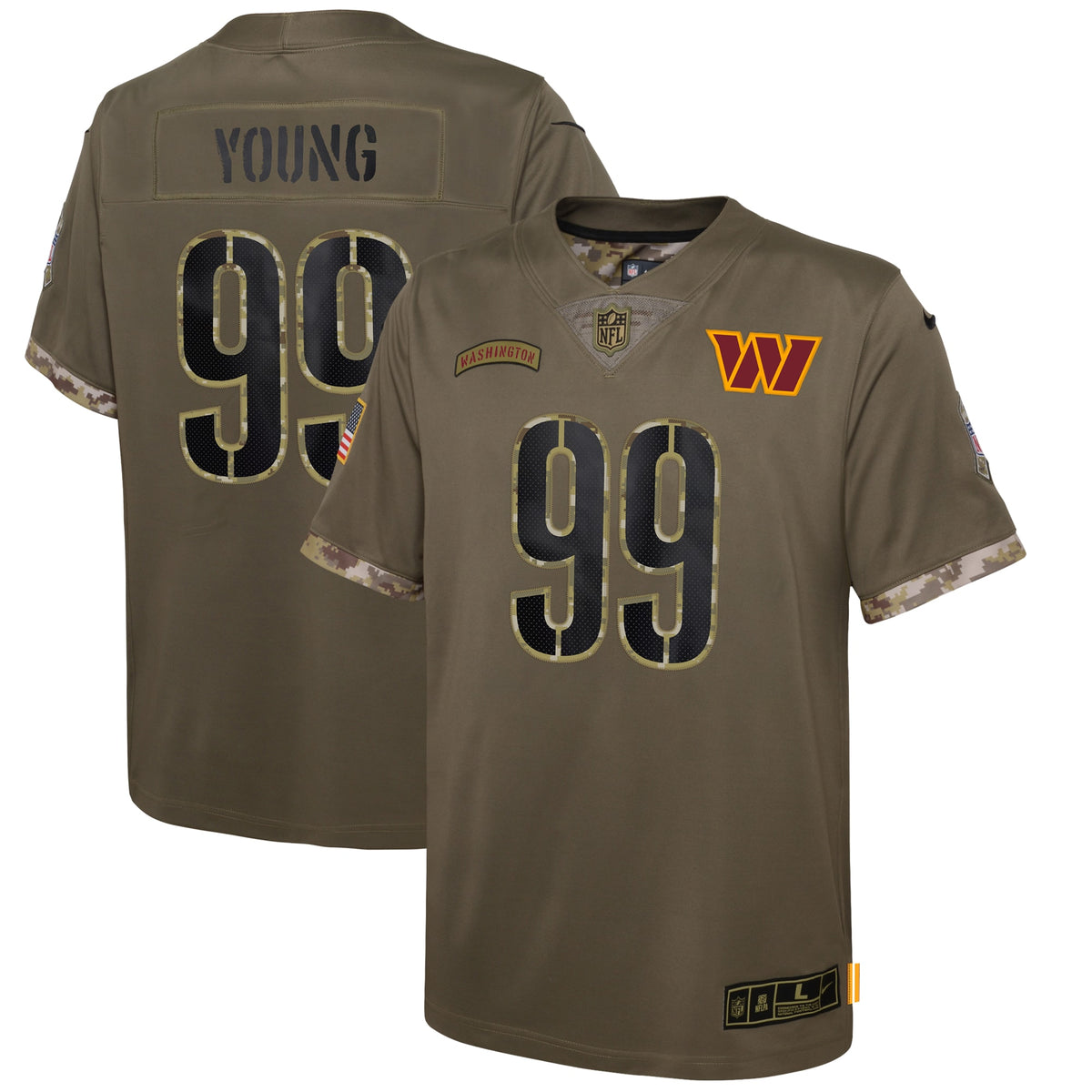 Chase Young Washington Commanders Nike Youth 2022 Salute To Service Player Limited Jersey Olive