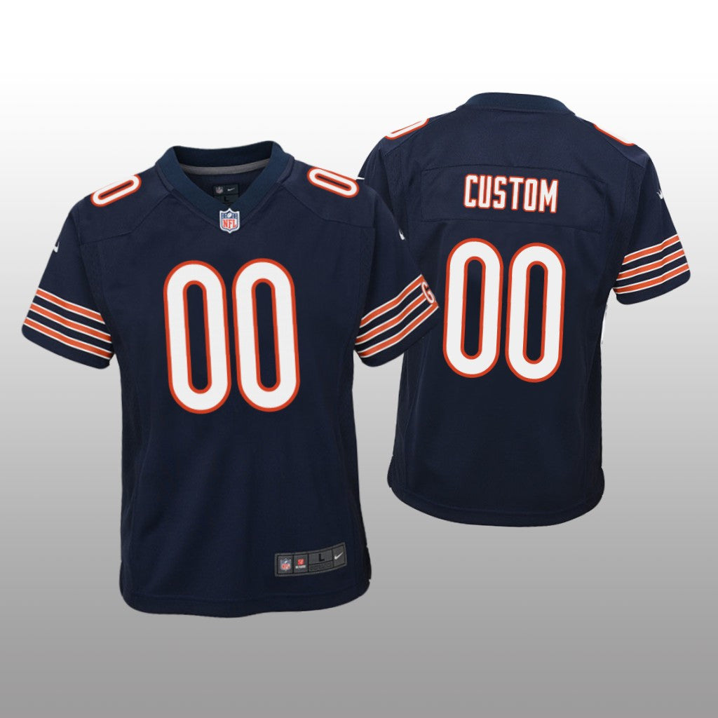 Chicago Bears #00 Navy Custom Game Jersey Youth