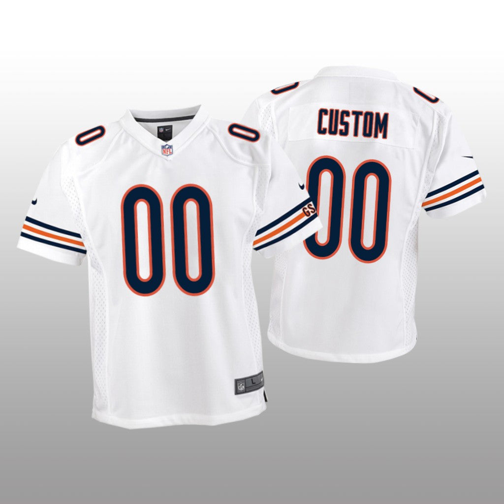 Chicago Bears #00 White Custom Game Jersey Youth