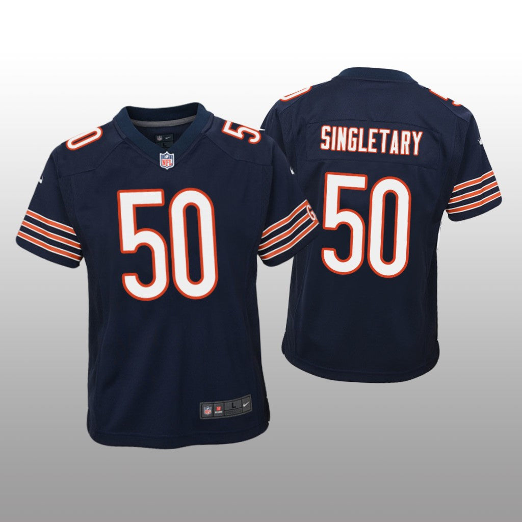 Chicago Bears #50 Navy Mike Singletary Game Jersey Youth