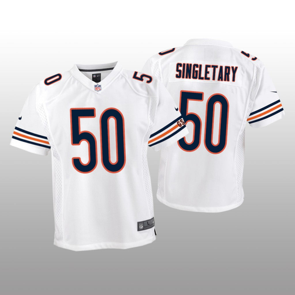 Chicago Bears #50 White Mike Singletary Game Jersey Youth
