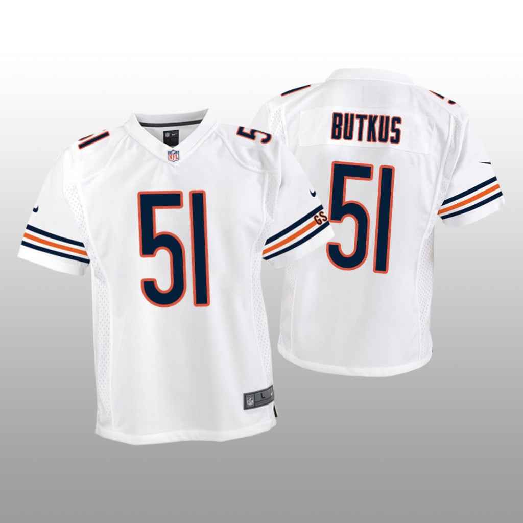Chicago Bears #51 White Dick Butkus Game Jersey Youth