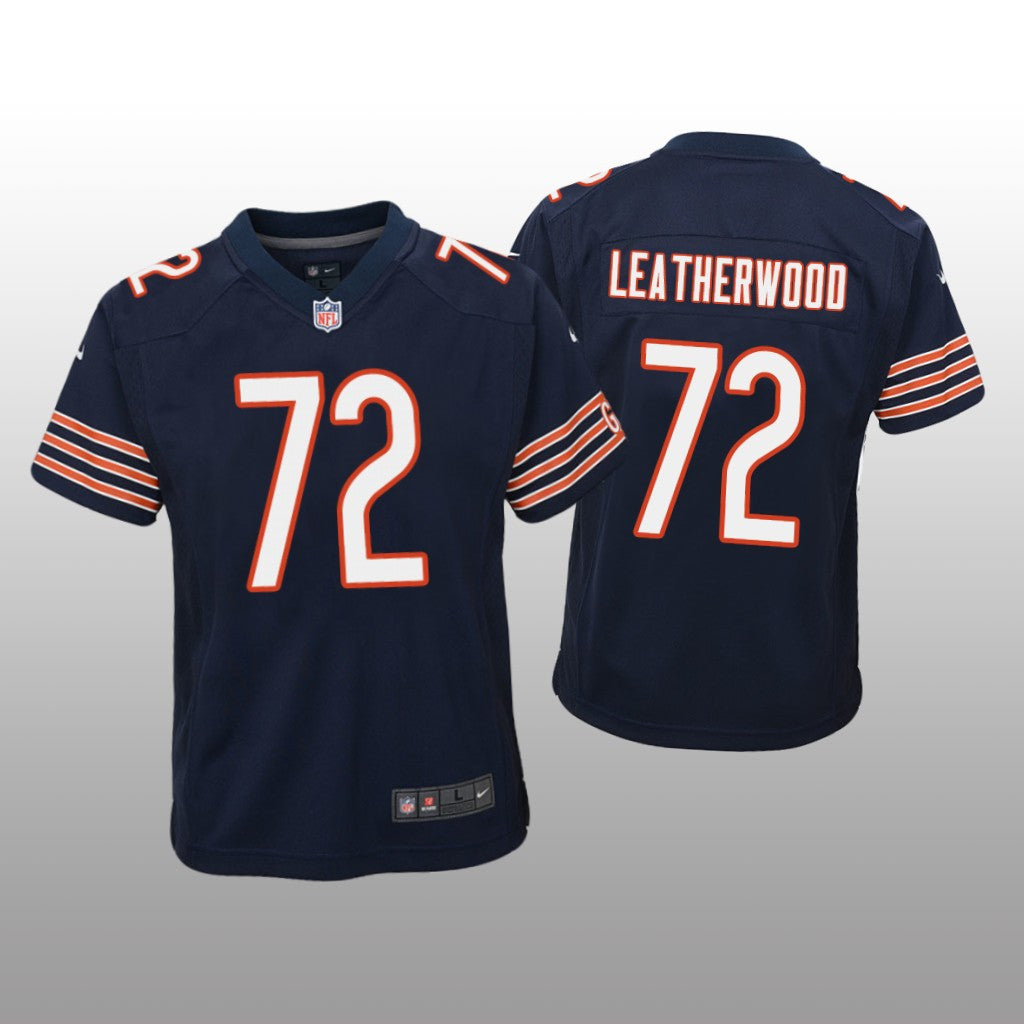 Chicago Bears Alex Leatherwood Navy Jersey Game Youth