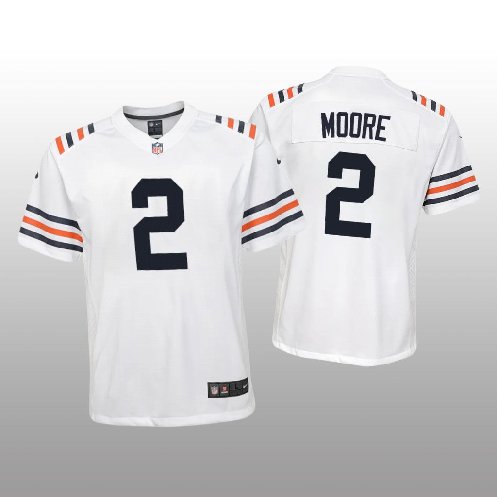 Chicago Bears D.J. Moore White Jersey Classic Game Youth