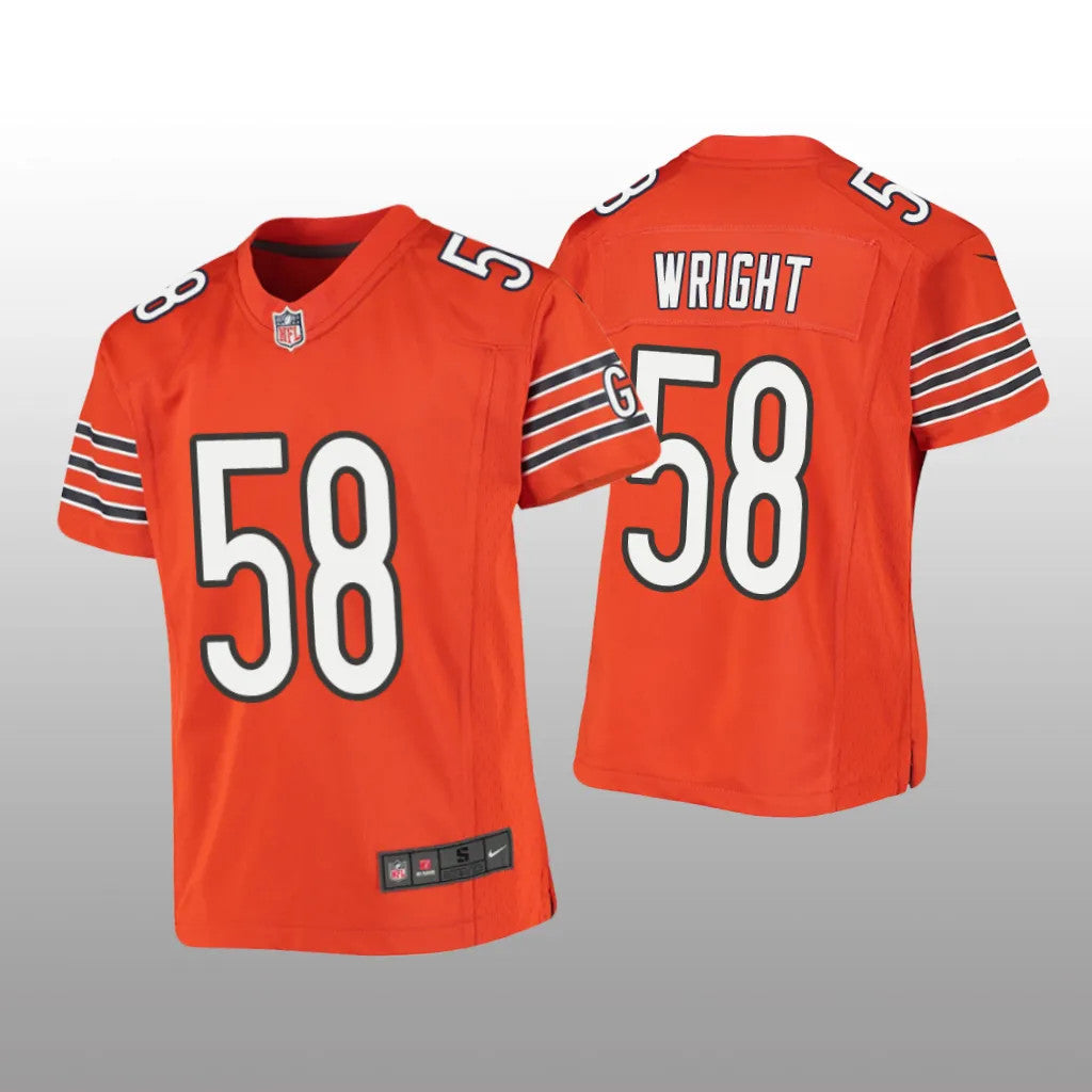 Chicago Bears Darnell Wright Orange Jersey Game Youth