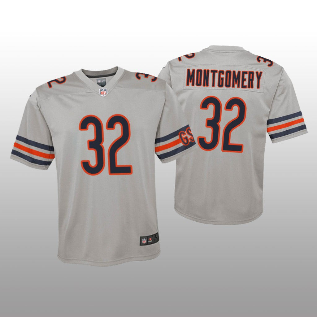 Chicago Bears David Montgomery Silver Jersey Inverted Game Youth
