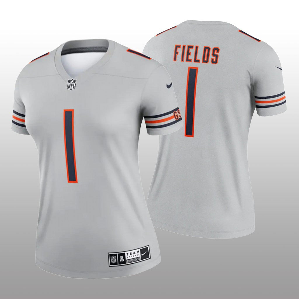 Chicago Bears Justin Fields Gray Jersey Inverted Legend Women's