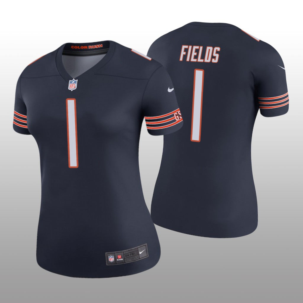 Chicago Bears Justin Fields Navy Jersey Color Rush Legend Women's
