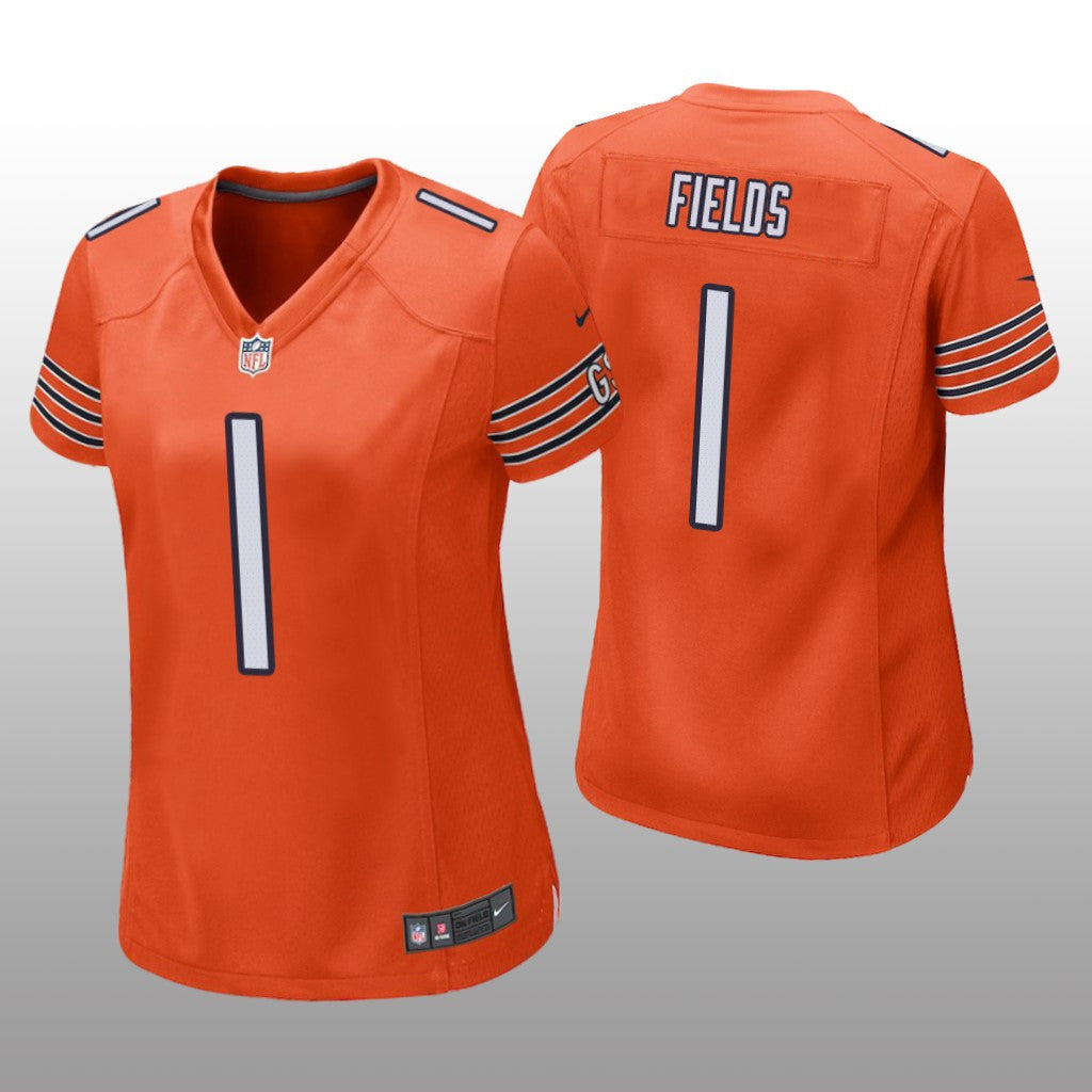 Chicago Bears Justin Fields Orange Jersey Game Women's
