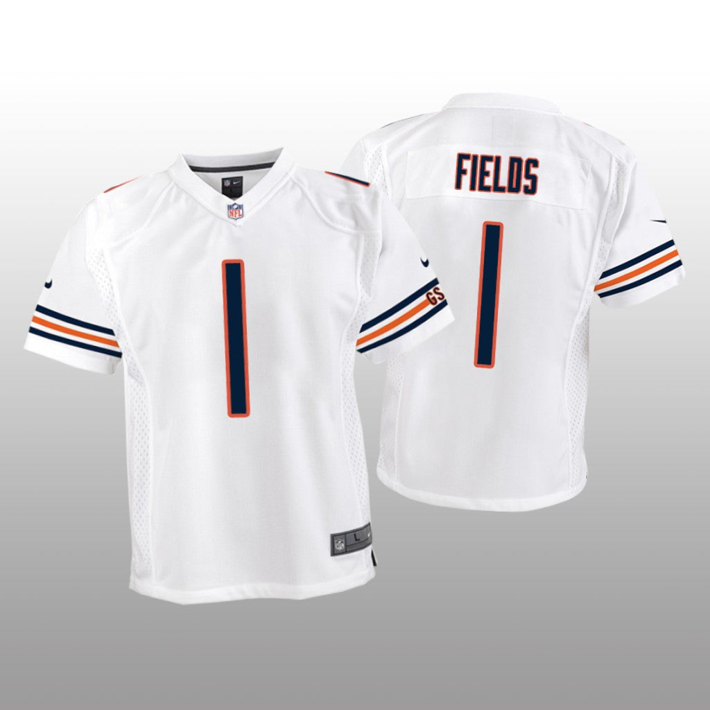 Chicago Bears Justin Fields White Jersey Game Youth