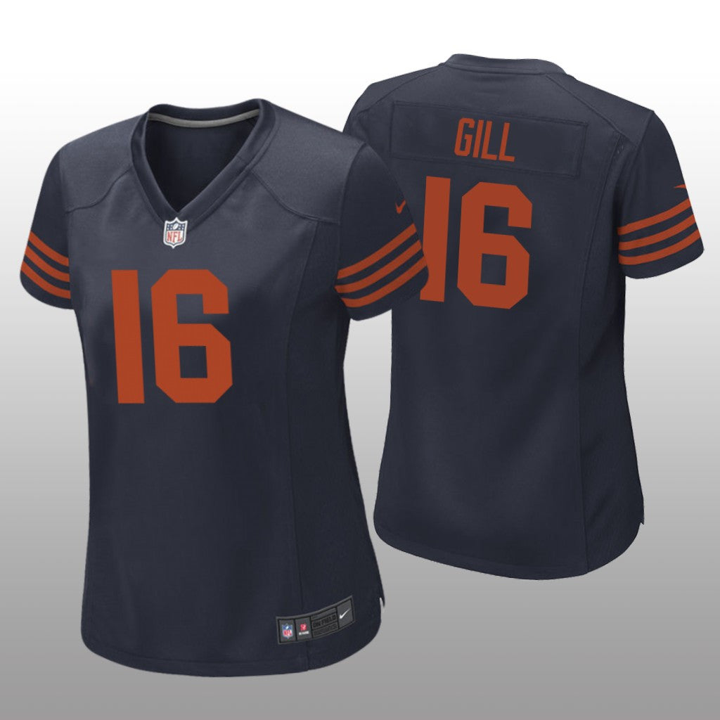 Chicago Bears Trenton Gill Navy Jersey Throwback Game Women's