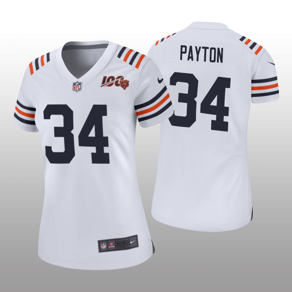Chicago Bears Walter Payton White Classic Jersey 100th Season Women's