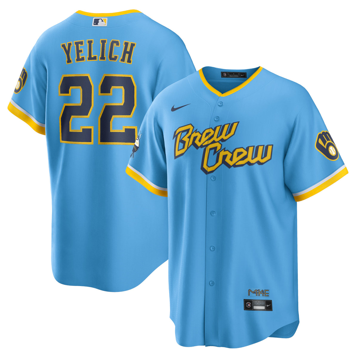 Christian Yelich Milwaukee Brewers Nike City Connect Replica Player Jersey Powder Blue