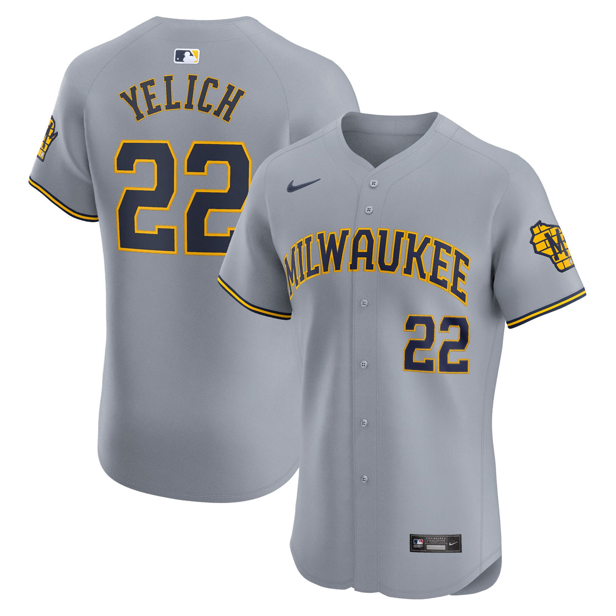 Christian Yelich Milwaukee Brewers Nike Road Elite Player Jersey Gray