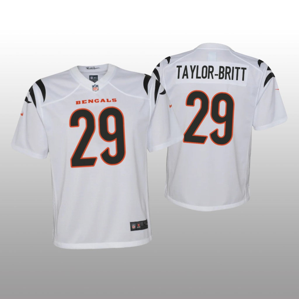 Cincinnati Bengals Cam Taylor-Britt White Jersey Game Youth
