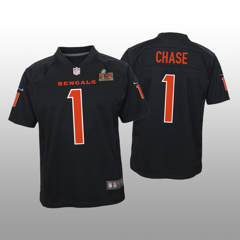 Cincinnati Bengals Ja&'Marr Chase Black Game Fashion Jersey Super Bowl LVI Youth