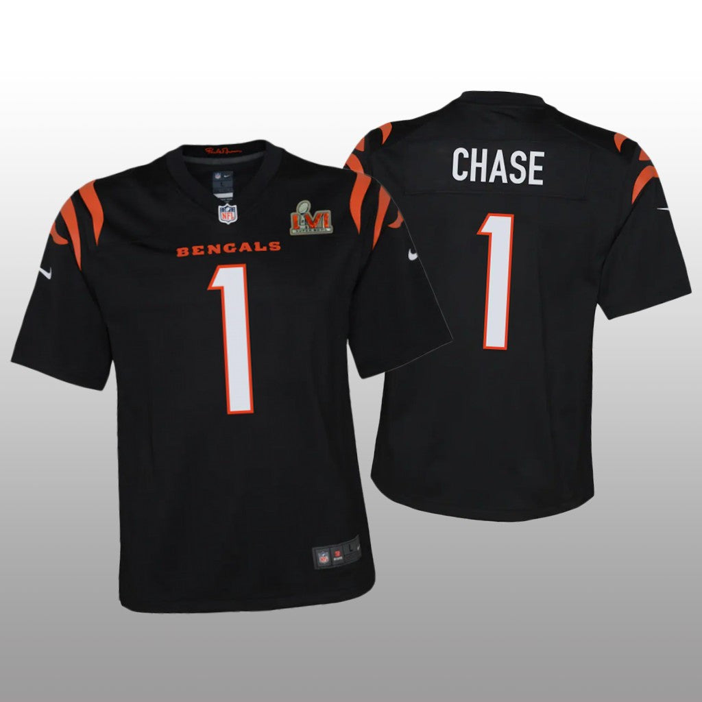 Cincinnati Bengals Ja&'Marr Chase Black Game Jersey Super Bowl LVI Youth
