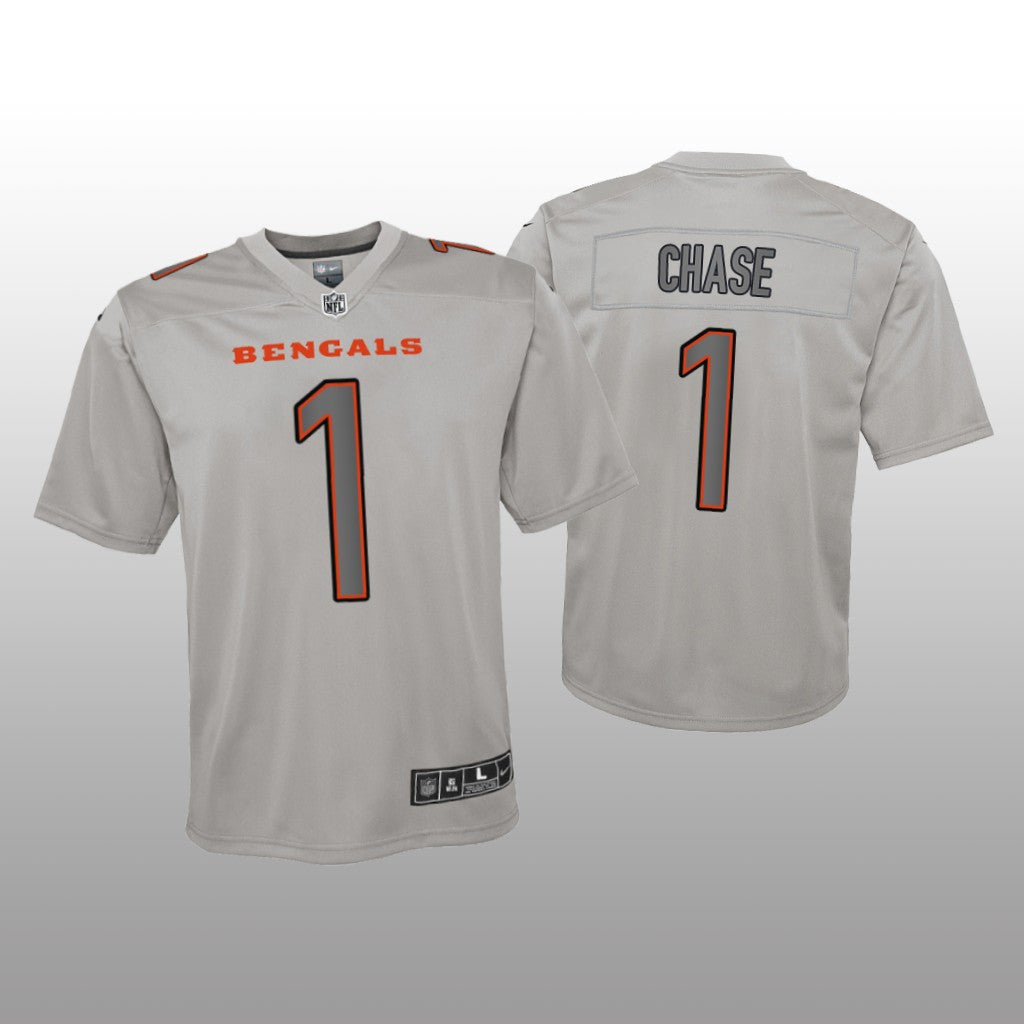 Cincinnati Bengals Ja&'Marr Chase Gray Jersey Atmosphere Fashion Game Youth