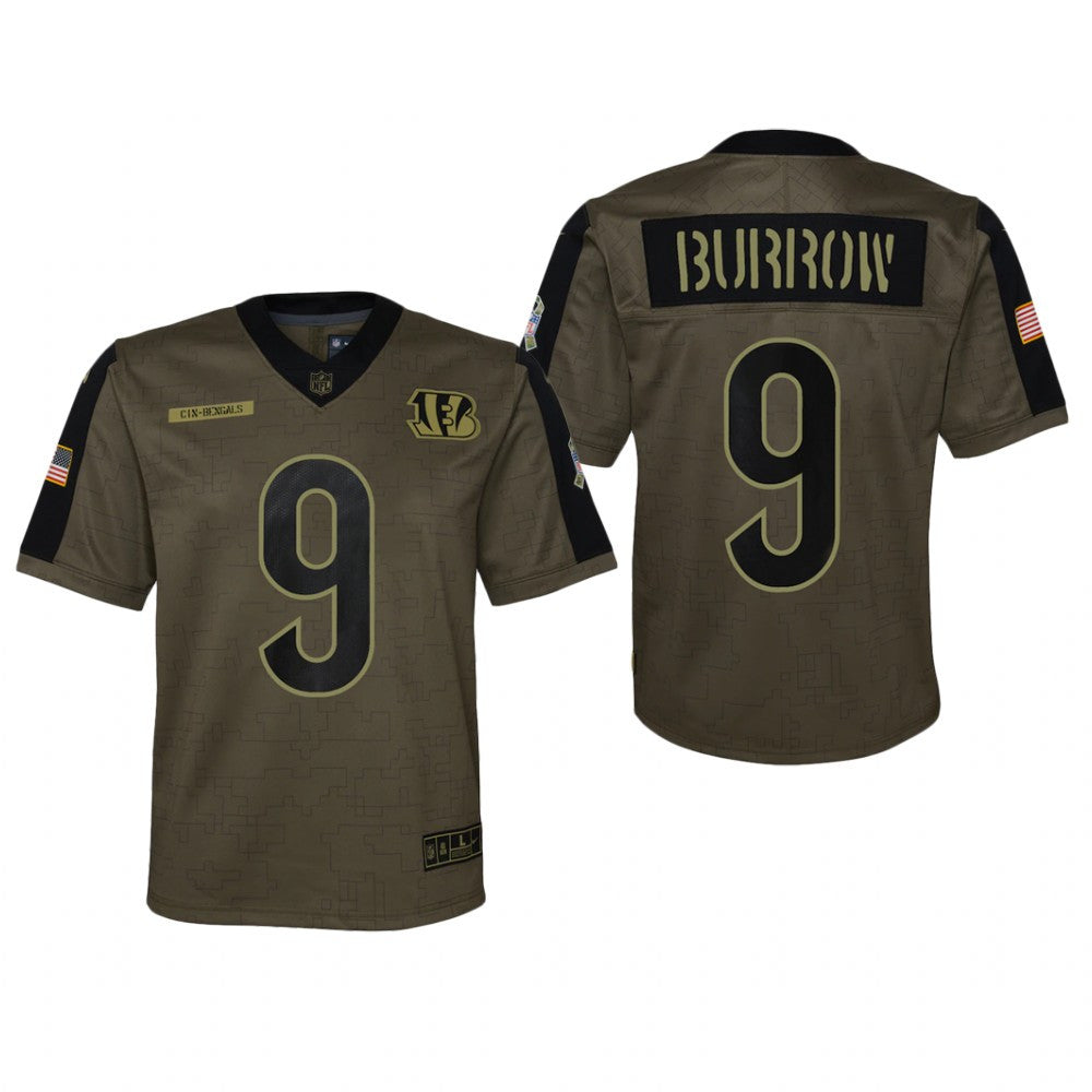 Cincinnati Bengals Joe Burrow Olive Game Jersey Salute To Service Youth
