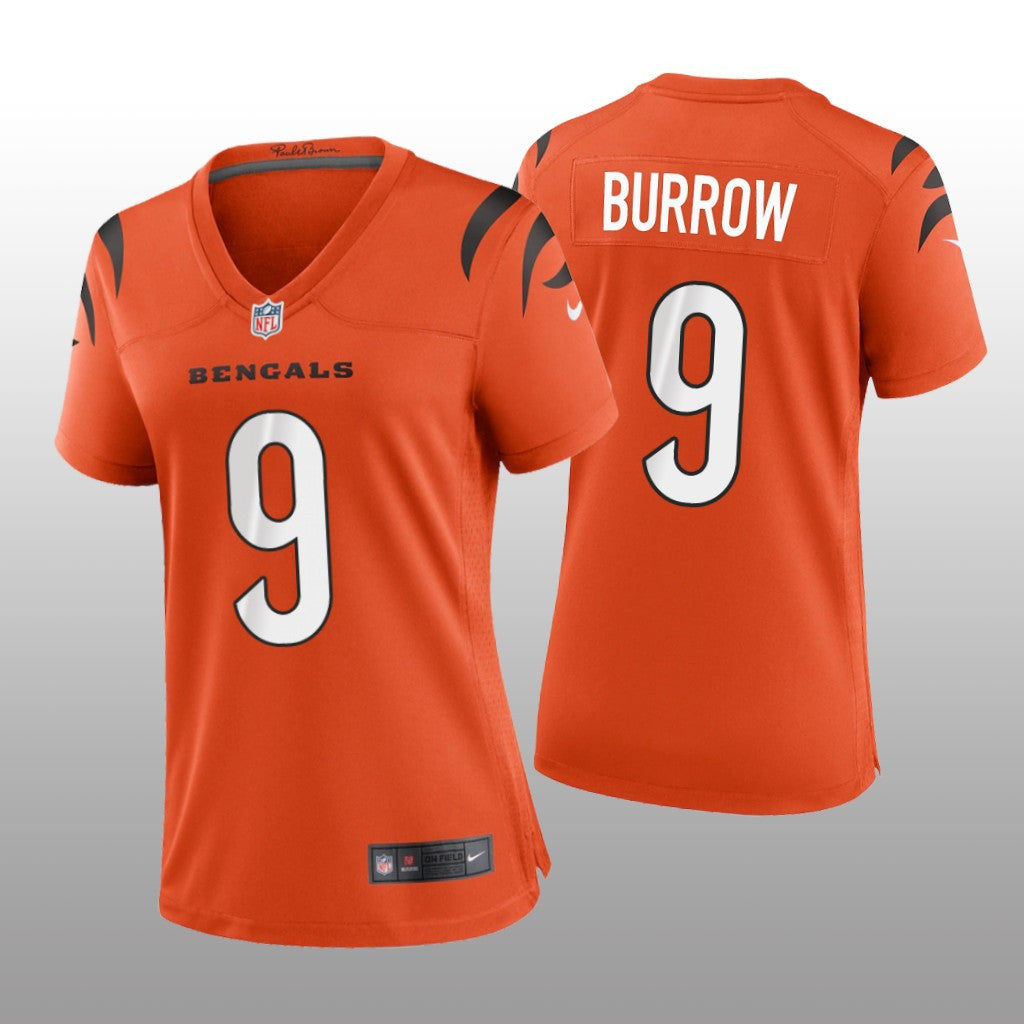 Cincinnati Bengals Joe Burrow Orange Jersey Game Women's