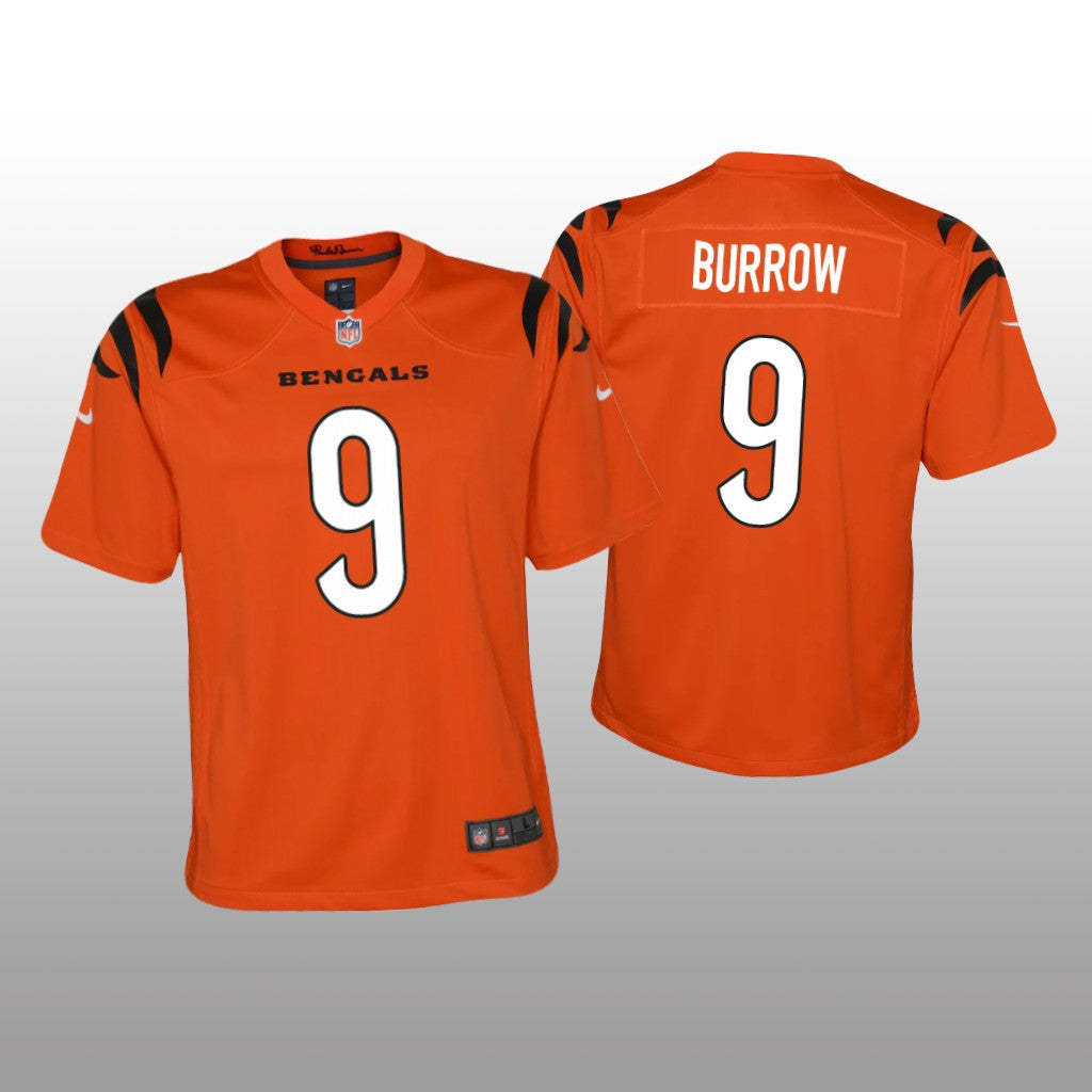 Cincinnati Bengals Joe Burrow Orange Jersey Game Youth